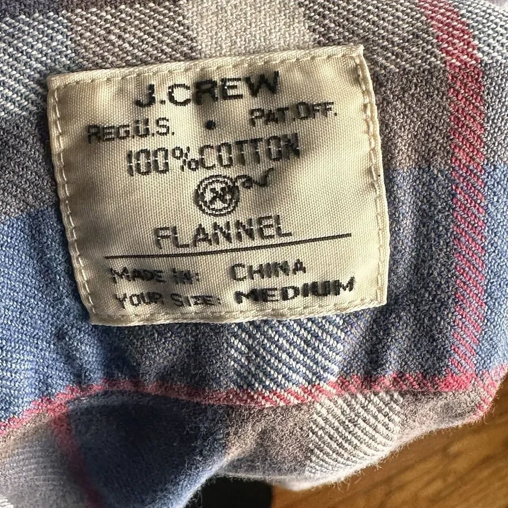 J. Crew Flannel Shirt Mens Medium Button Down‎ Plaid Cotton Outdoor Active